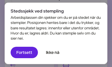 Stedssjekk når de ansatte stempler