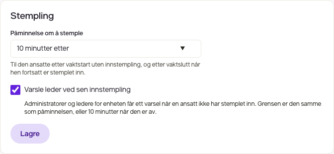 Påminnelse om å stemple